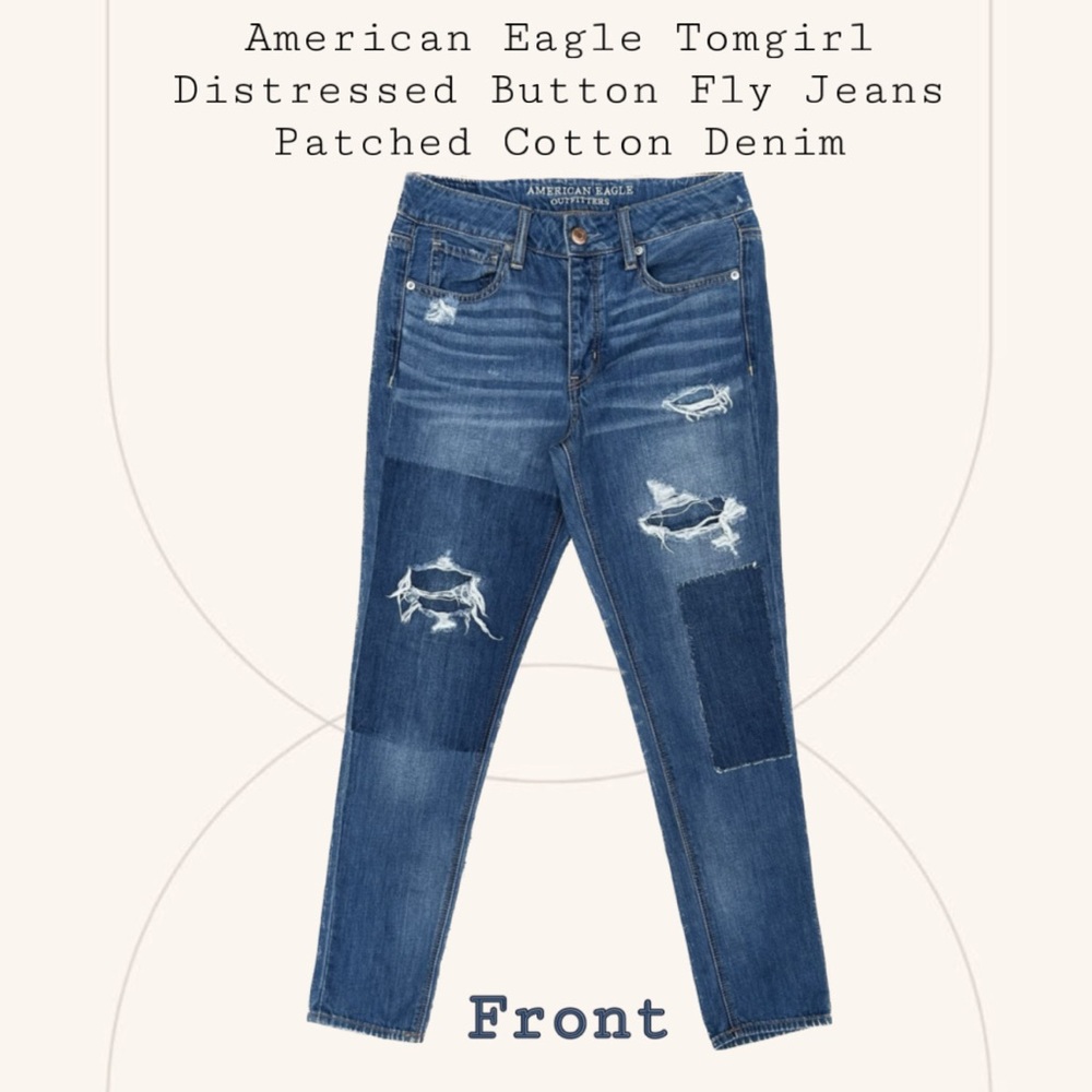 American Eagle Tomgirl Distressed Button Fly Jeans